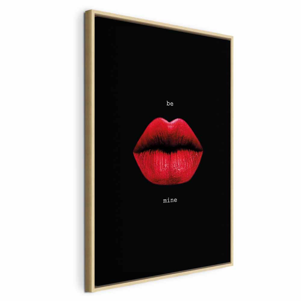Red Lips Black Background Canvas Print