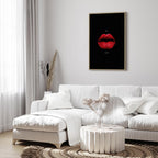 Red Lips Black Background Canvas Print