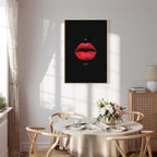 Red Lips Black Background Canvas Print