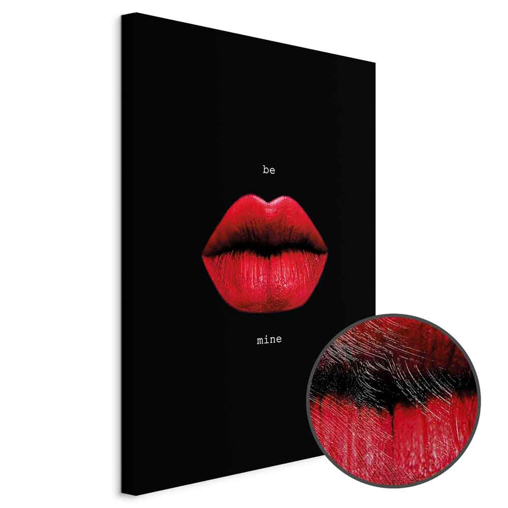 Red Lips Black Background Canvas Print