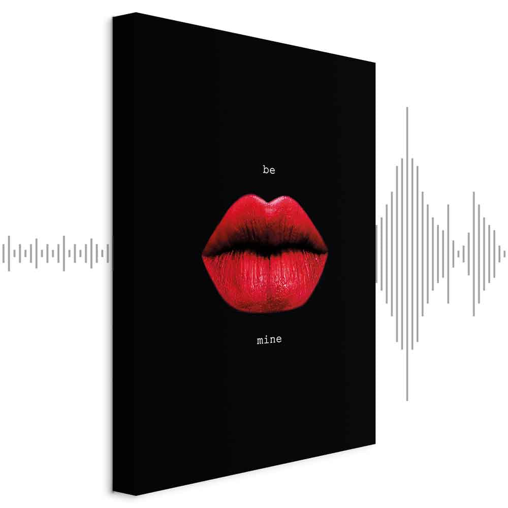 Red Lips Black Background Canvas Print