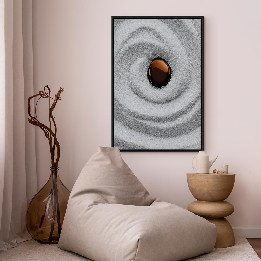 Zen Sand Garden Karesansui Vertical Canvas Print