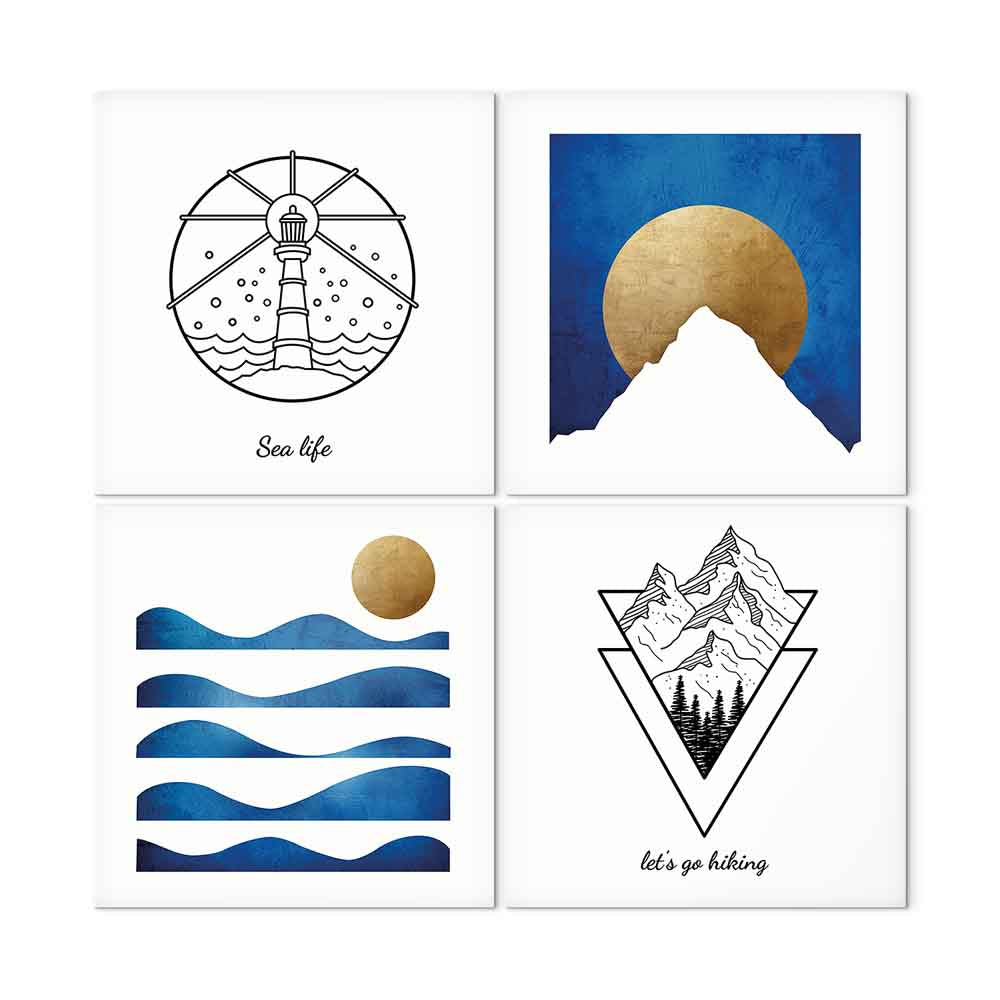 Abstract Sea Mountain 4-Part Canvas Print