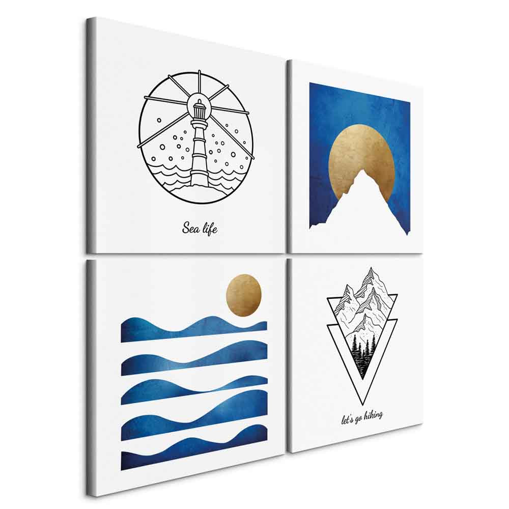 Abstract Sea Mountain 4-Part Canvas Print