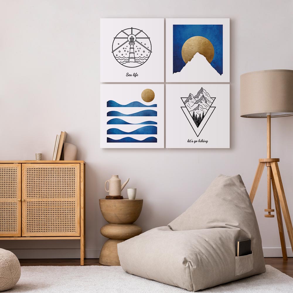 Abstract Sea Mountain 4-Part Canvas Print