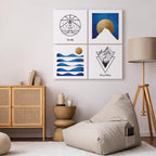 Abstract Sea Mountain 4-Part Canvas Print