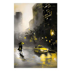 Rainy City Street Lights Vertical Canvas Print
