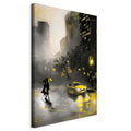 Rainy City Street Lights Vertical Canvas Print