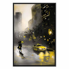 Rainy City Street Lights Vertical Canvas Print