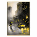 Rainy City Street Lights Vertical Canvas Print