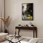 Rainy City Street Lights Vertical Canvas Print