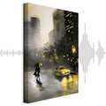 Rainy City Street Lights Vertical Canvas Print