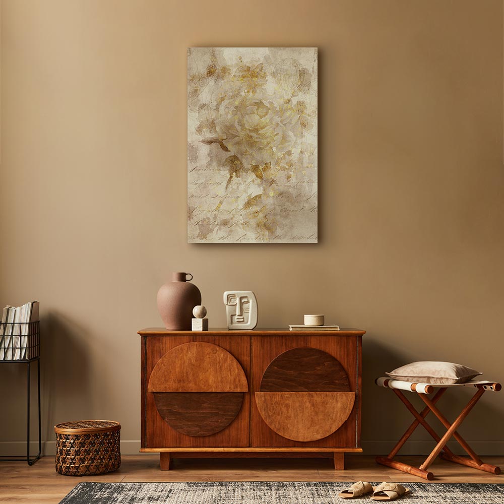 Abstract Vintage Inscriptions Vertical Canvas Print