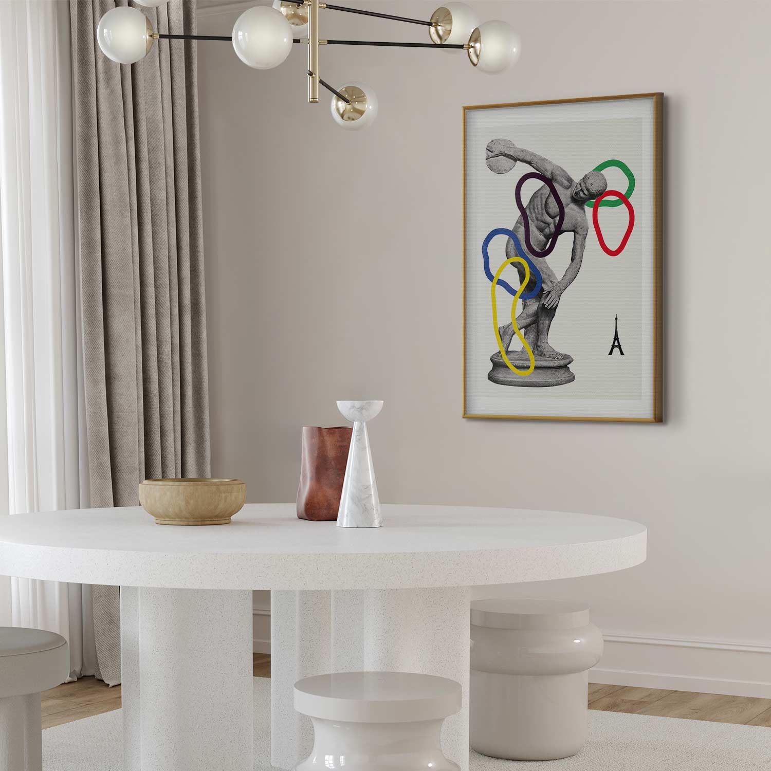 Abstract Discus Thrower Sculpture Collage Poster