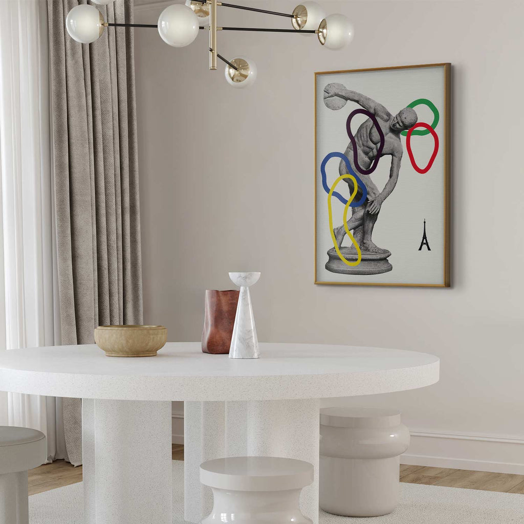 Abstract Discus Thrower Sculpture Collage Poster