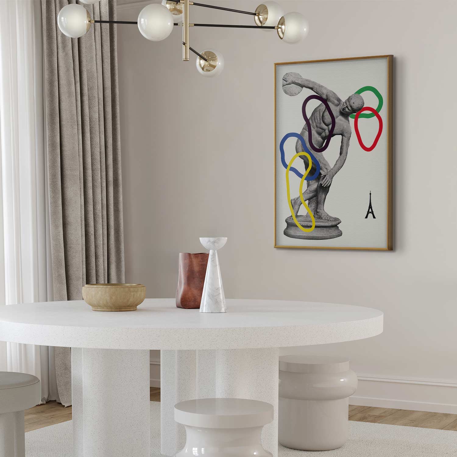 Abstract Discus Thrower Sculpture Collage Poster