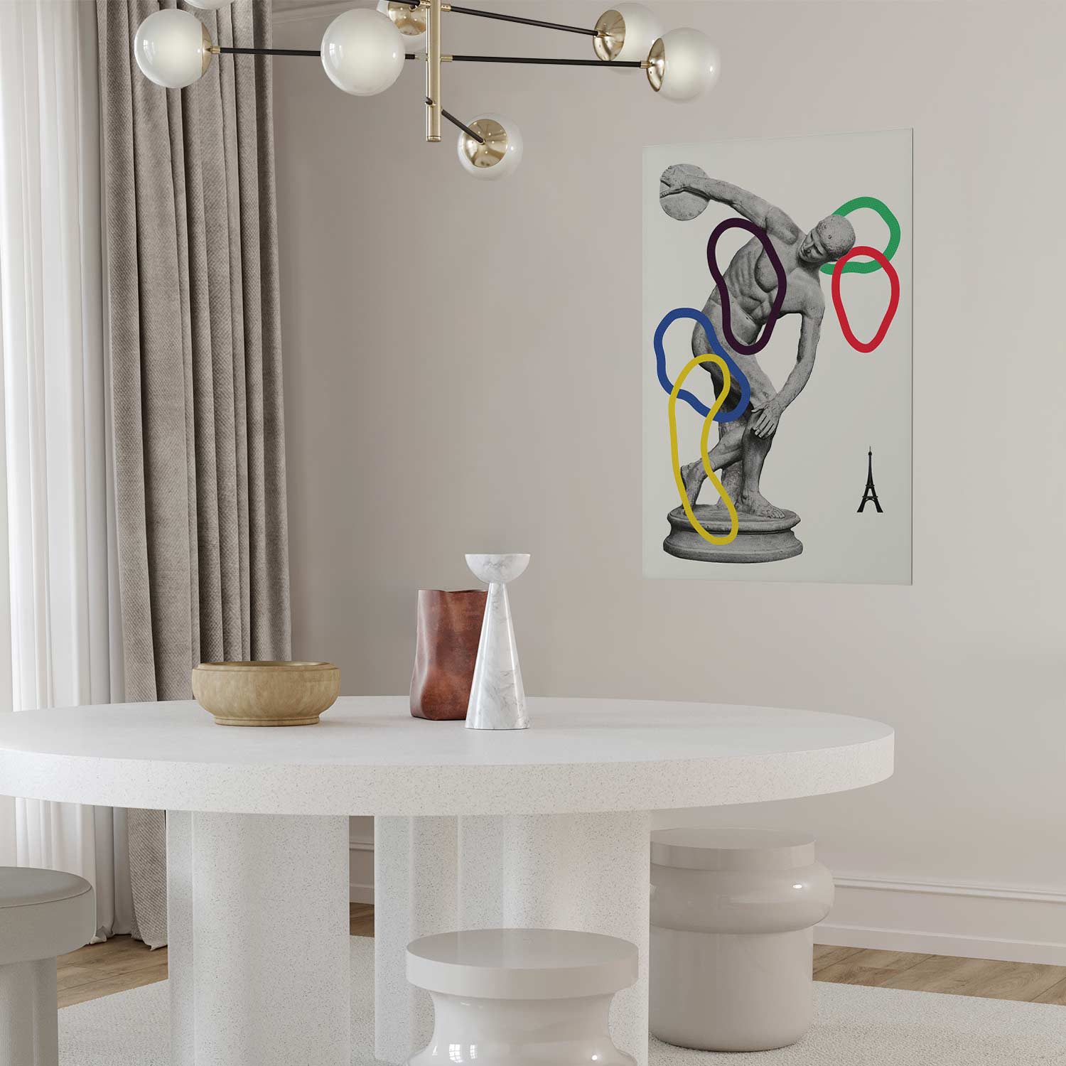 Abstract Discus Thrower Sculpture Collage Poster