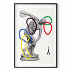 Abstract Discus Thrower Sculpture Collage Poster