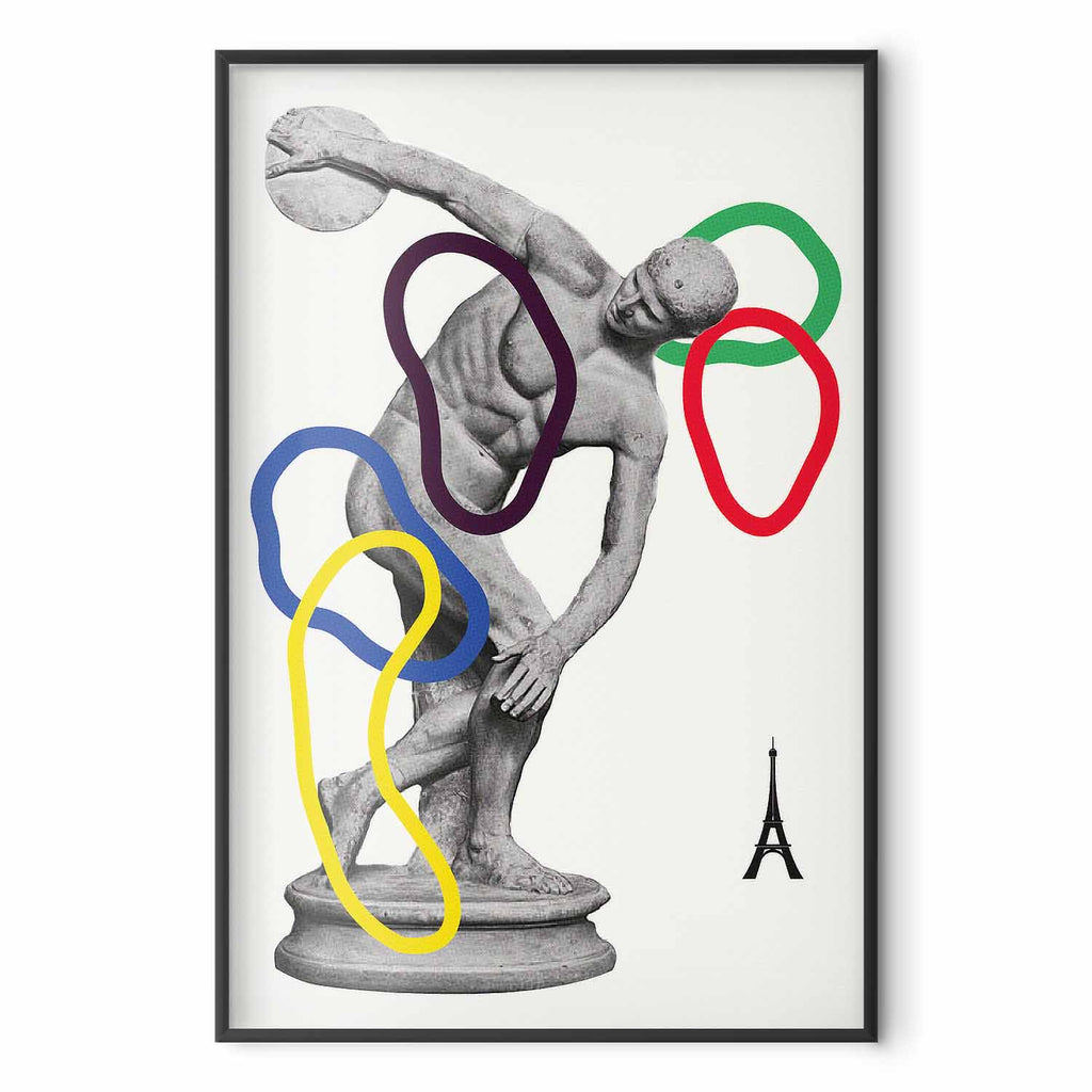 Abstract Discus Thrower Sculpture Collage Poster