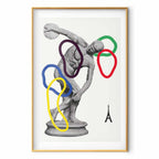 Abstract Discus Thrower Sculpture Collage Poster