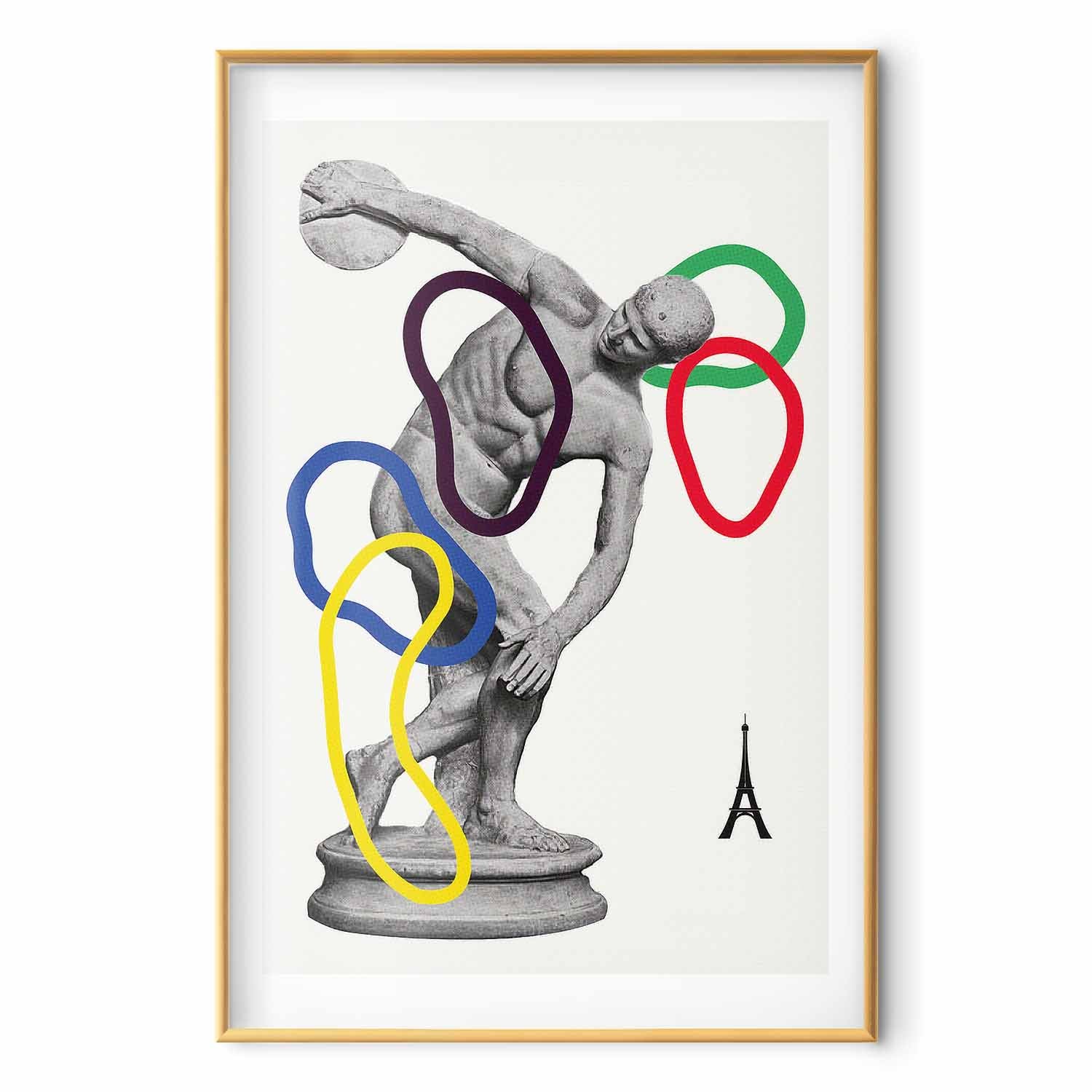 Abstract Discus Thrower Sculpture Collage Poster