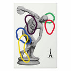 Abstract Discus Thrower Sculpture Collage Poster