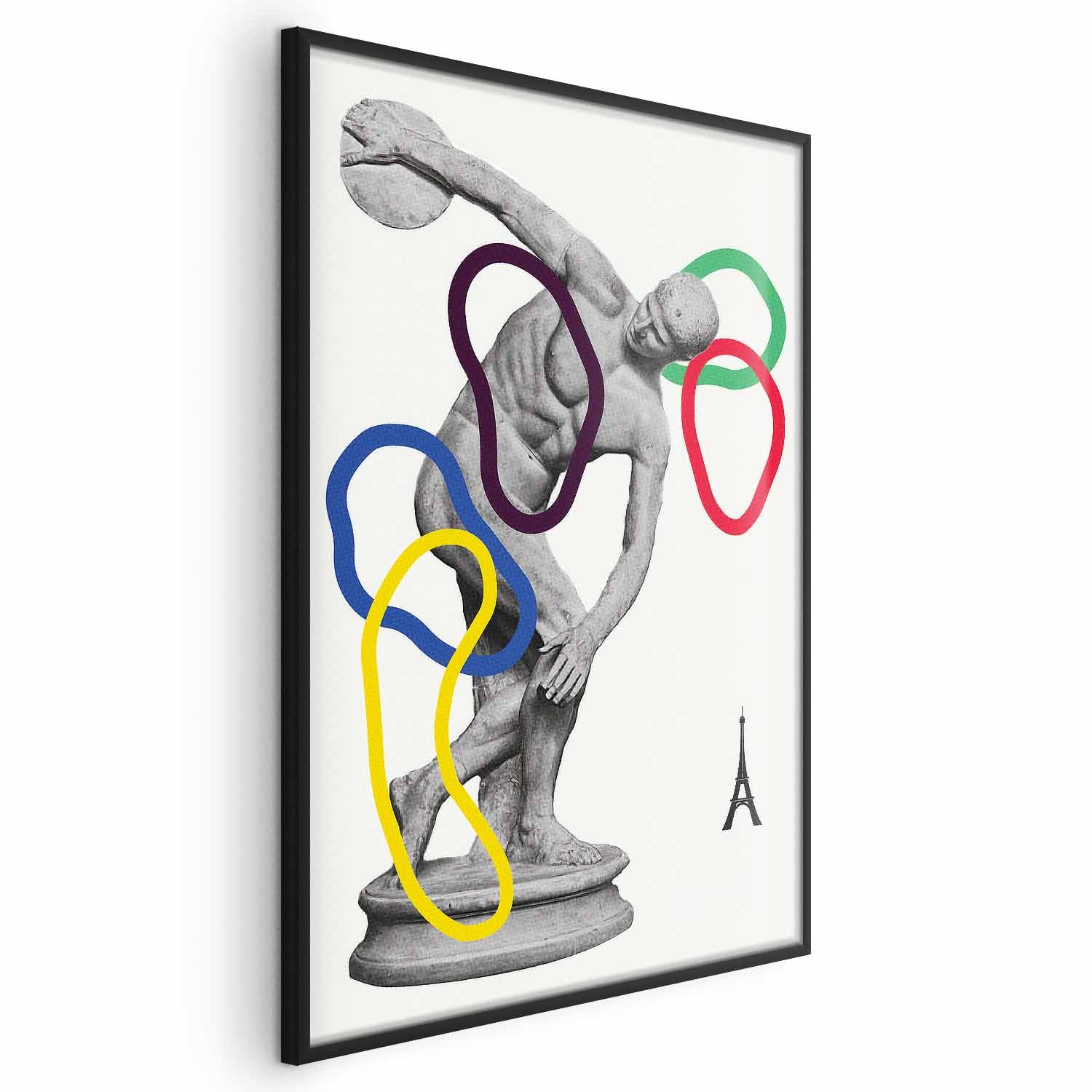Abstract Discus Thrower Sculpture Collage Poster