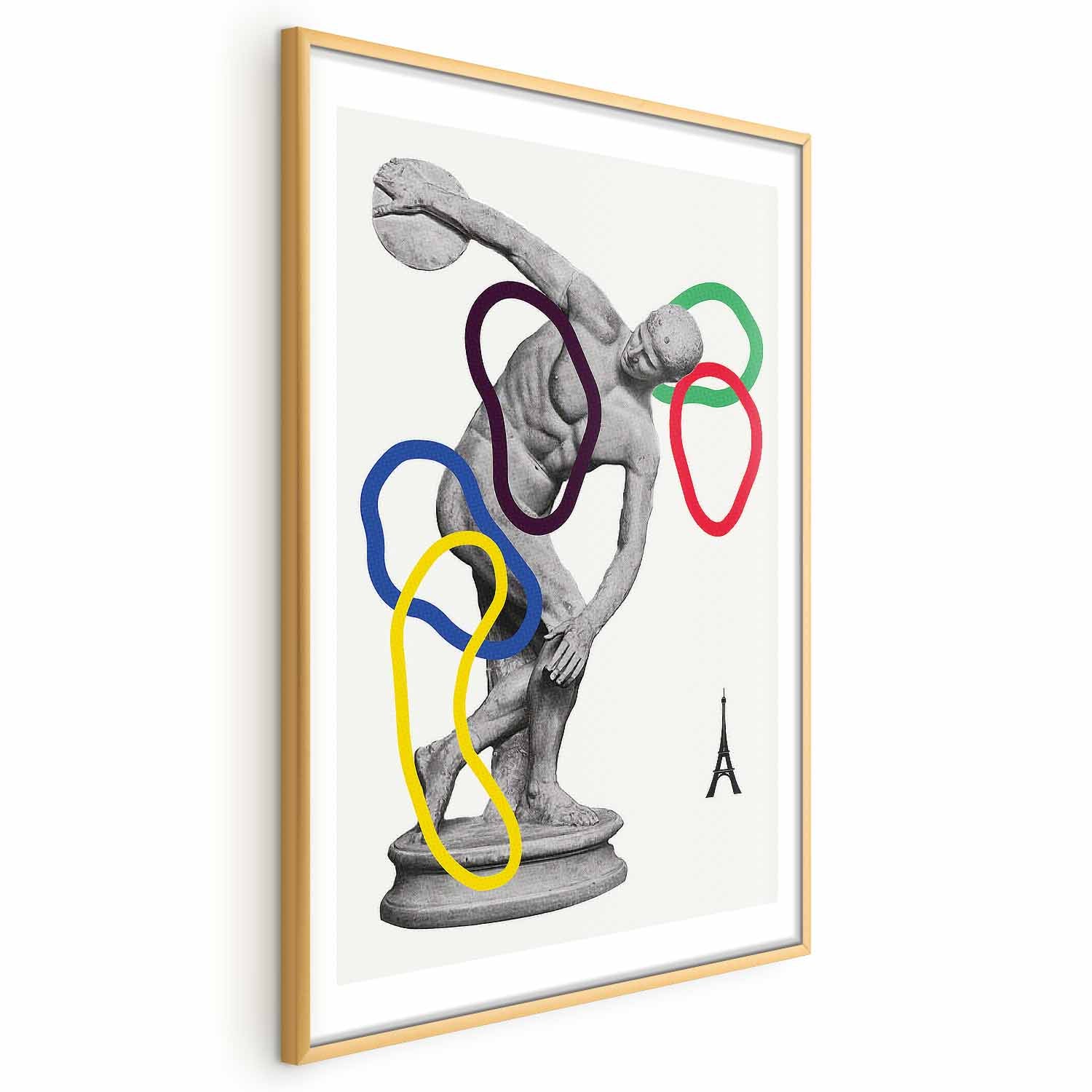 Abstract Discus Thrower Sculpture Collage Poster
