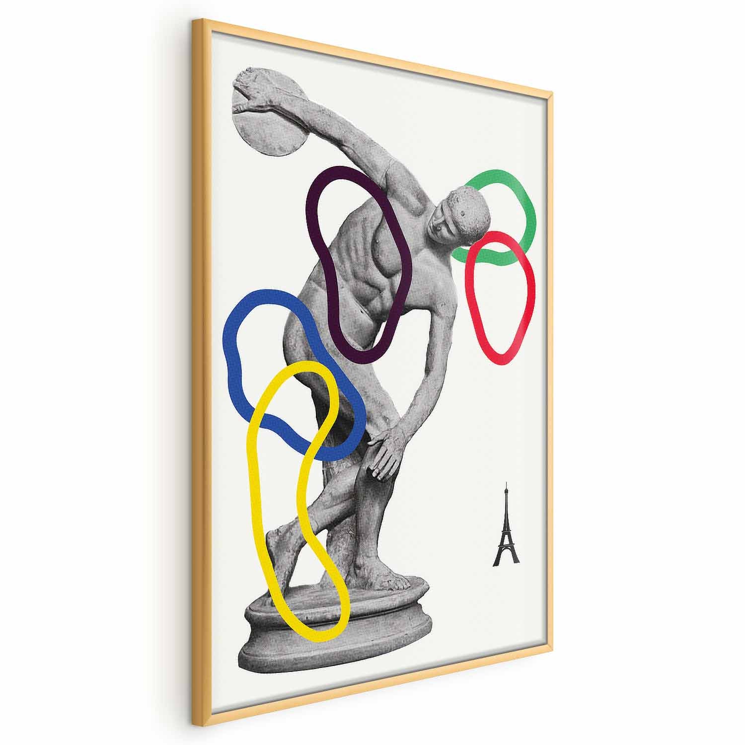 Abstract Discus Thrower Sculpture Collage Poster