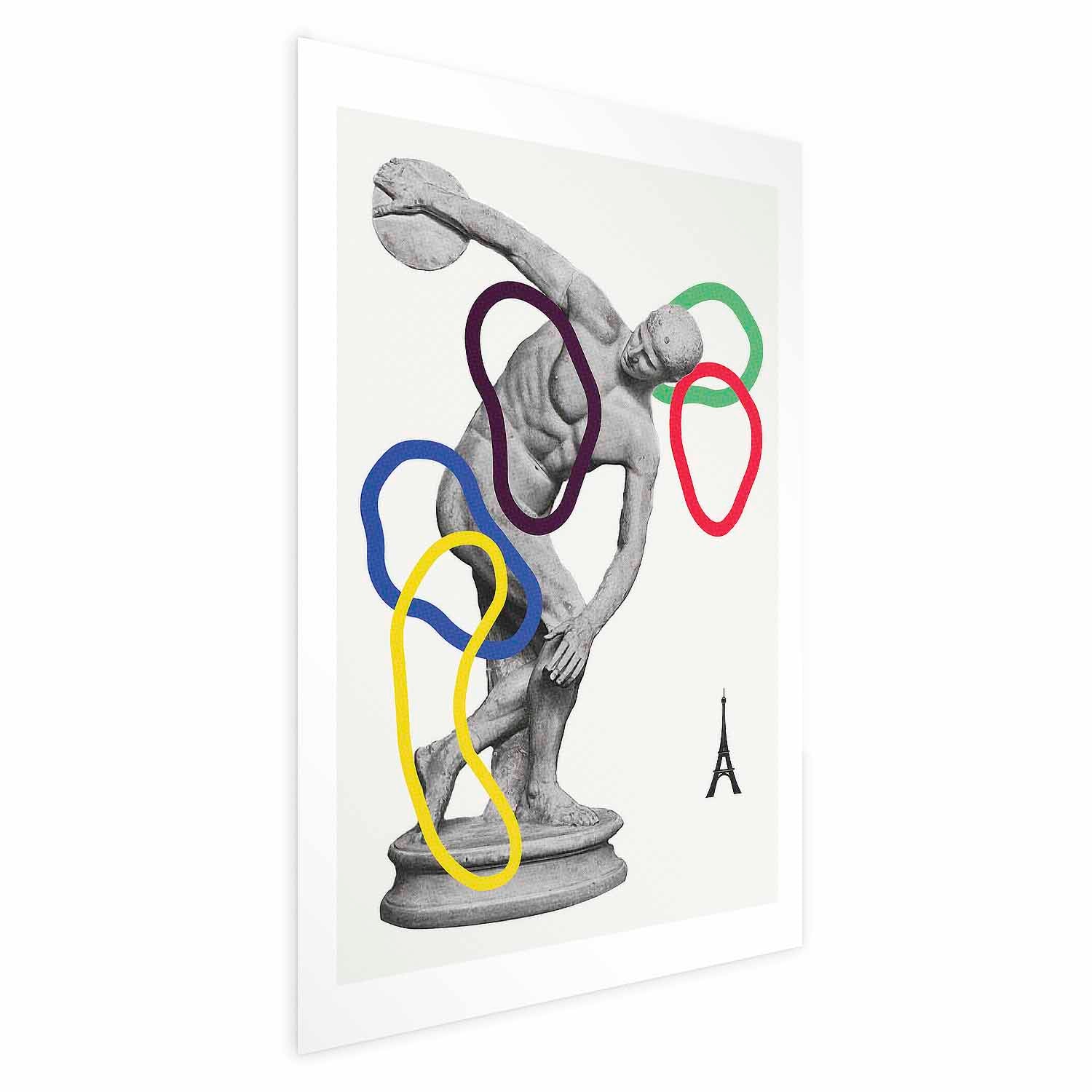 Abstract Discus Thrower Sculpture Collage Poster