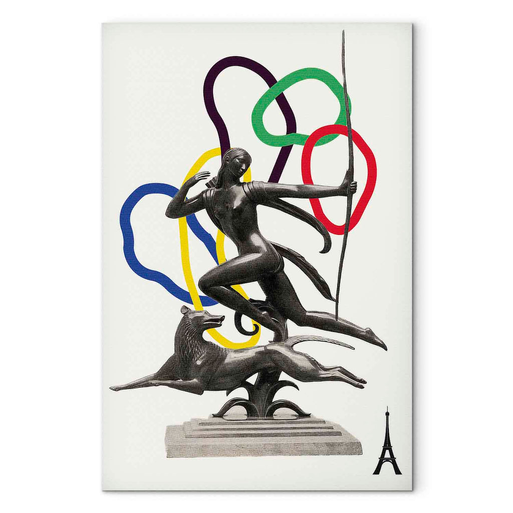 Woman With Dog Illustration Contemporary Canvas Print