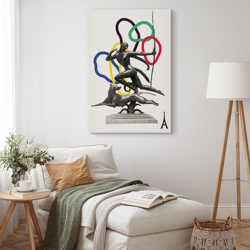 Canvas Print - Woman With Dog - Illustration