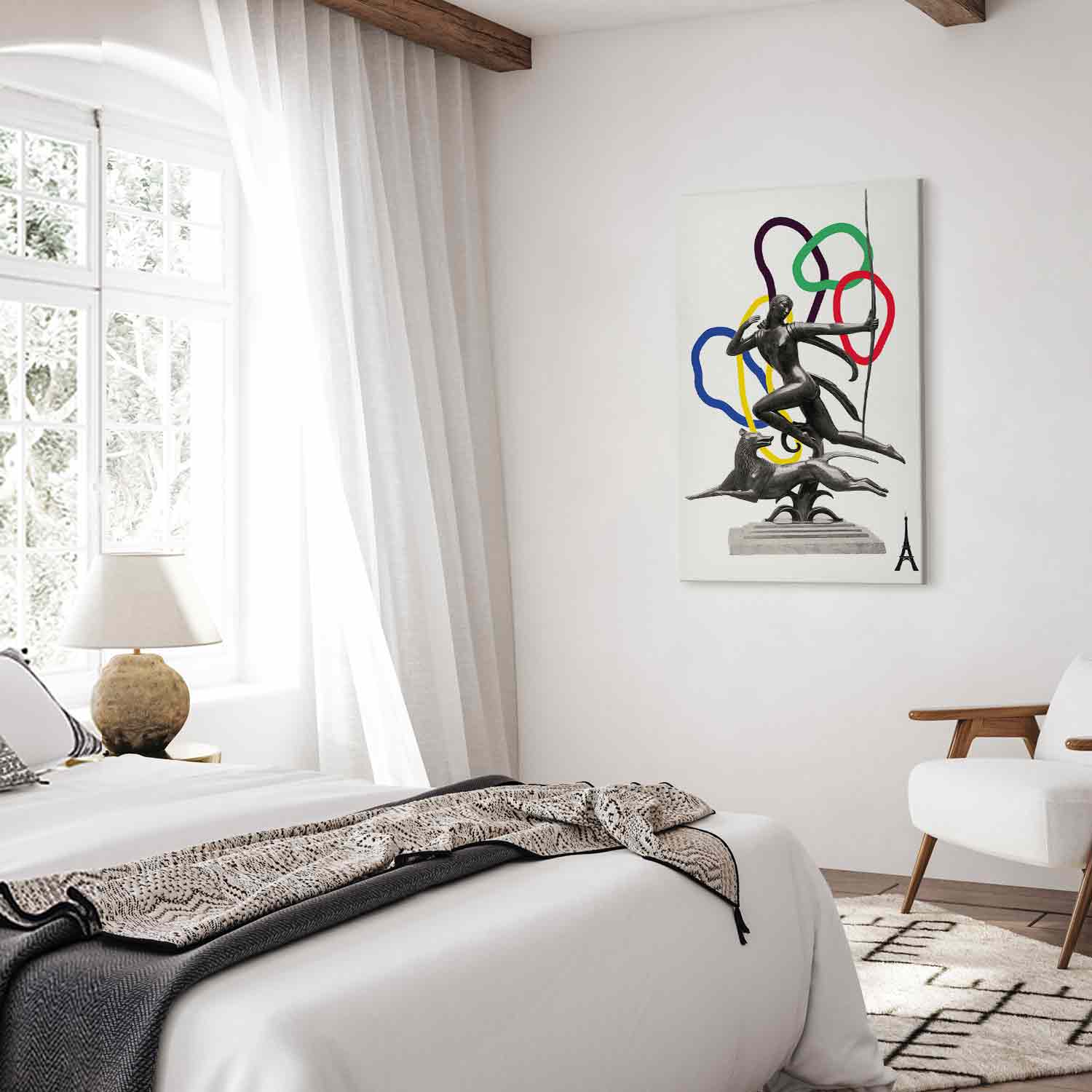 Woman With Dog Illustration Contemporary Canvas Print