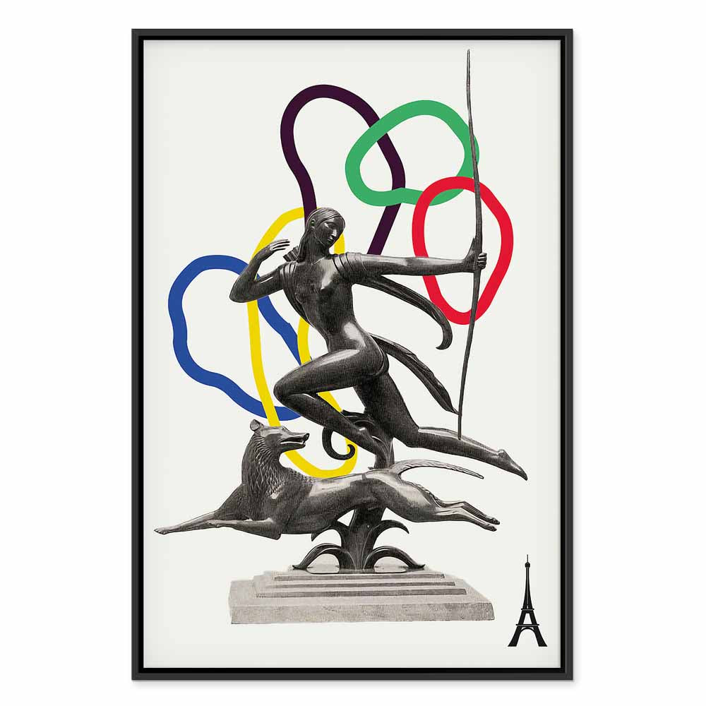 Woman With Dog Illustration Contemporary Canvas Print