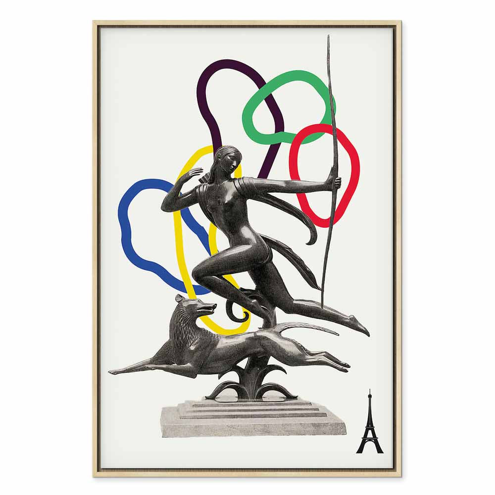 Woman With Dog Illustration Contemporary Canvas Print