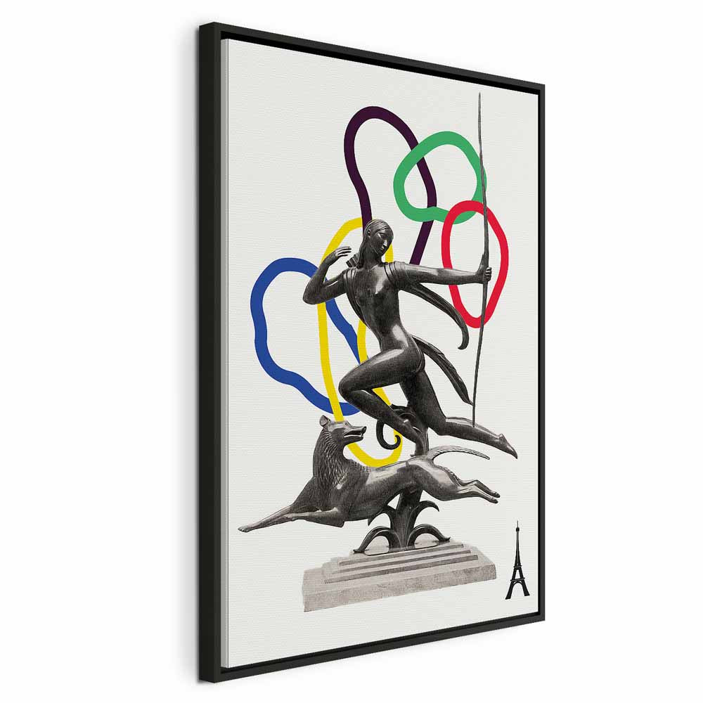 Woman With Dog Illustration Contemporary Canvas Print