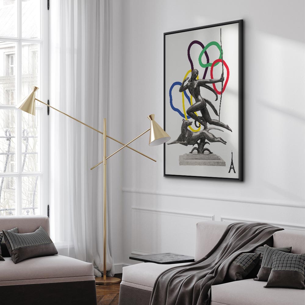 Woman With Dog Illustration Contemporary Canvas Print