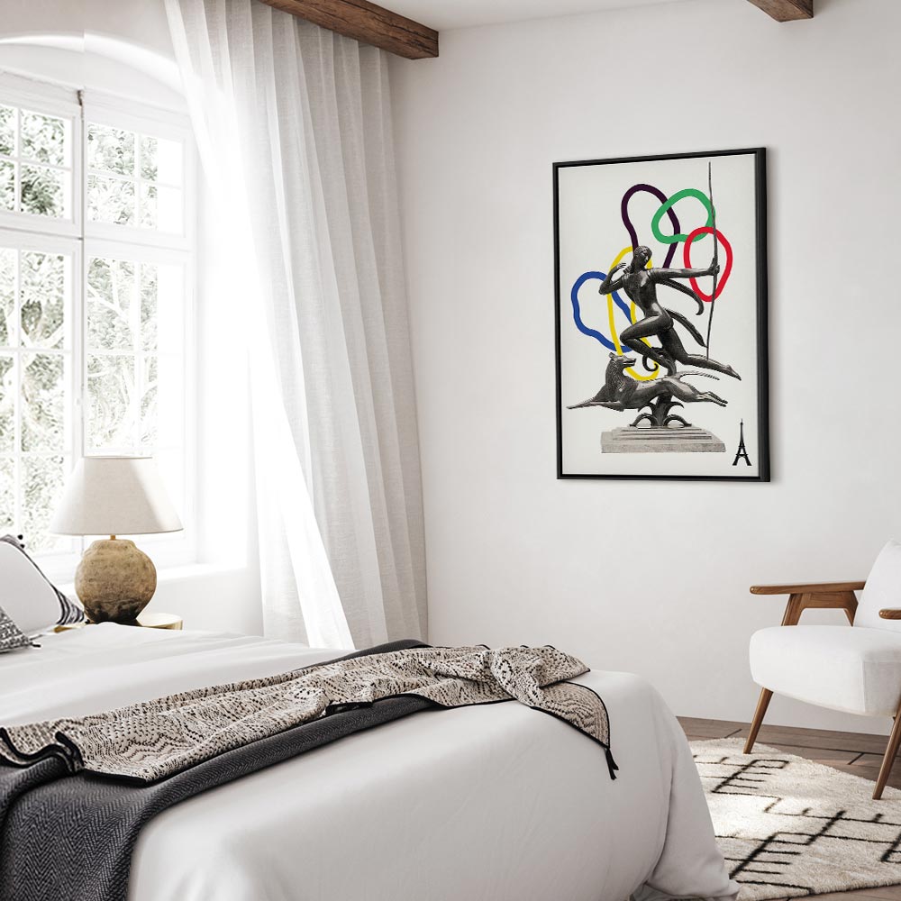 Woman With Dog Illustration Contemporary Canvas Print