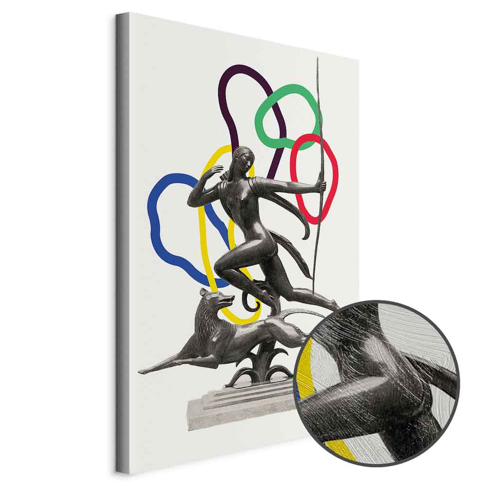 Woman With Dog Illustration Contemporary Canvas Print