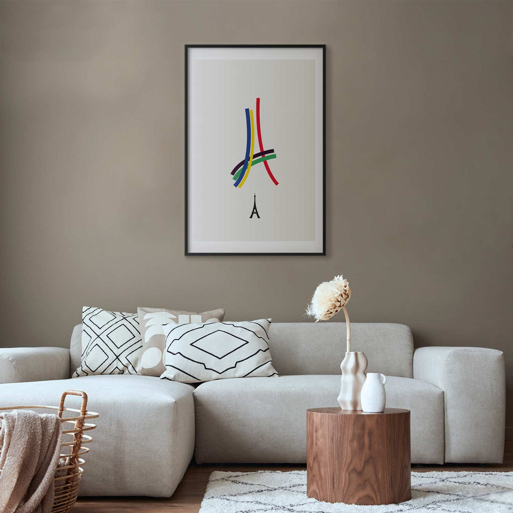 Abstract Eiffel Tower Multicolor Graphic Poster