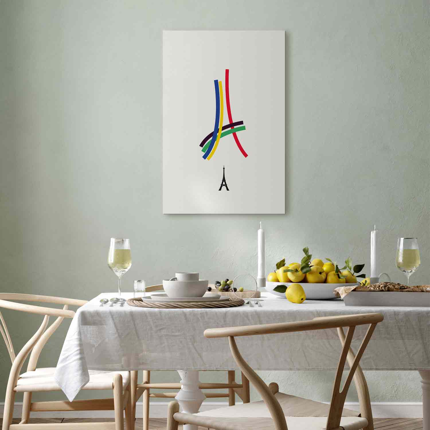 Abstract Eiffel Tower Multicolor Canvas Print