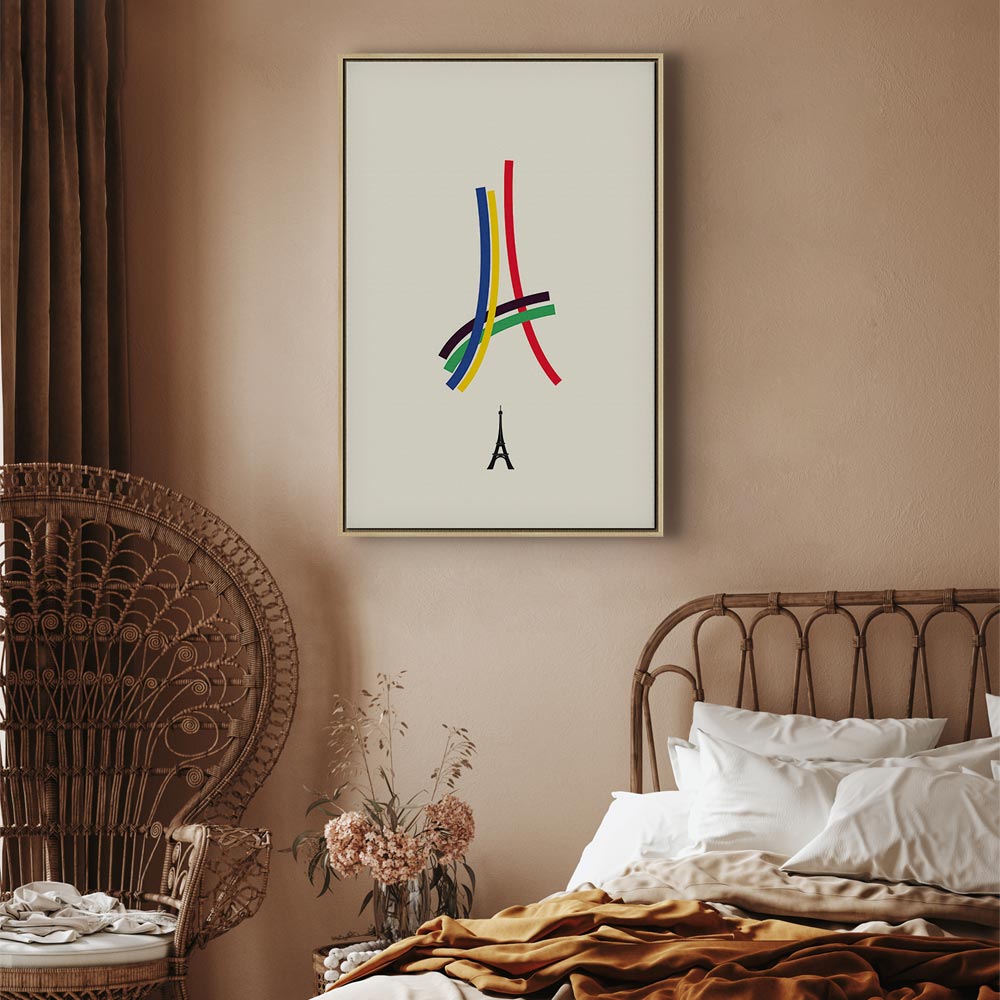Abstract Eiffel Tower Multicolor Canvas Print