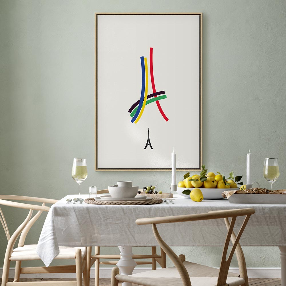 Abstract Eiffel Tower Multicolor Canvas Print