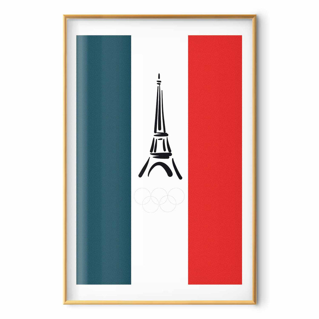 Eiffel Tower French Flag Graphic Poster