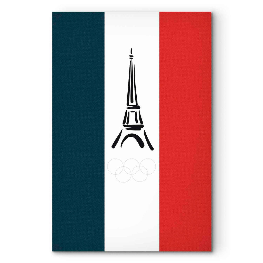 French Flag Eiffel Tower Graphic Canvas Print