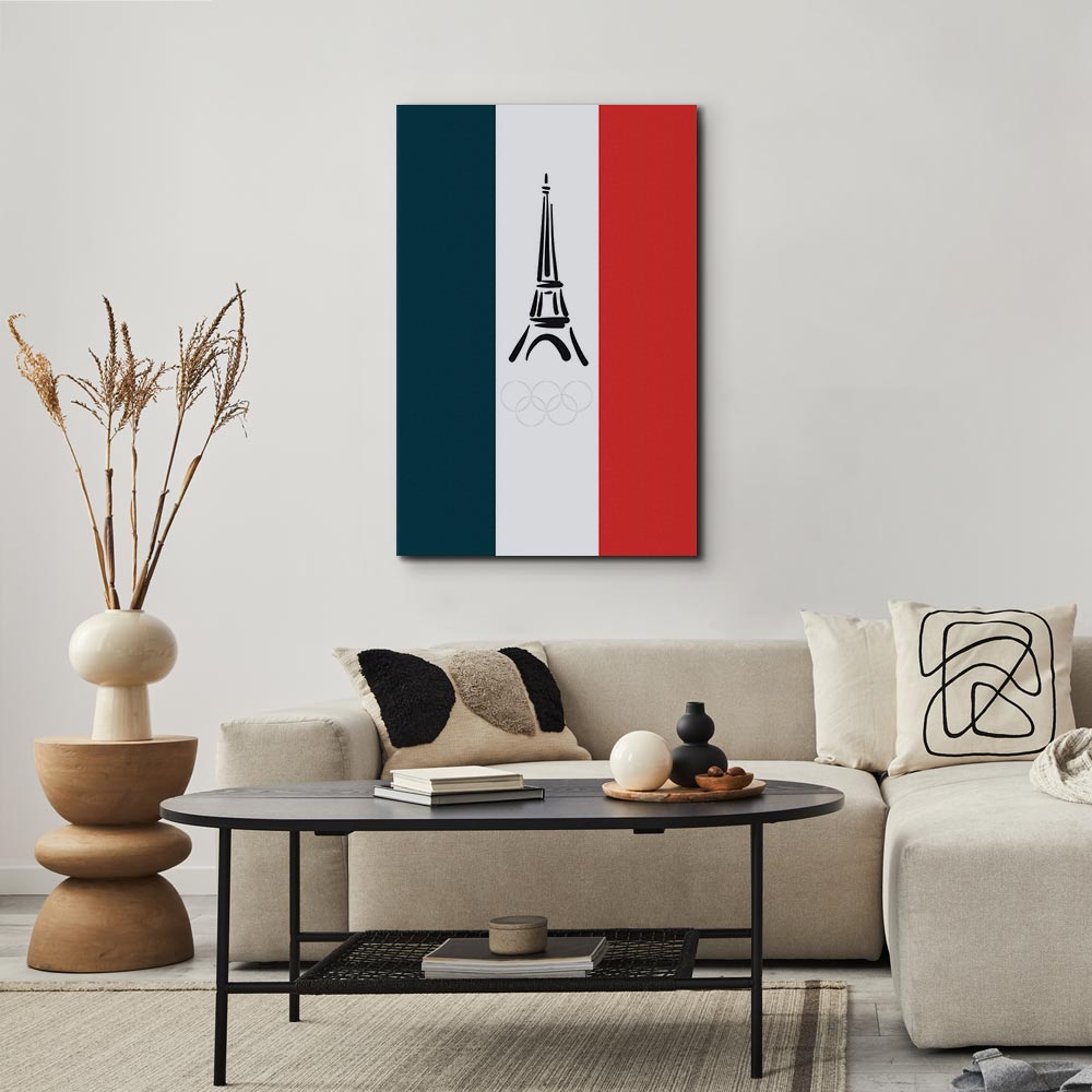 Canvas Print French Flag With Eiffel Tower Graphic