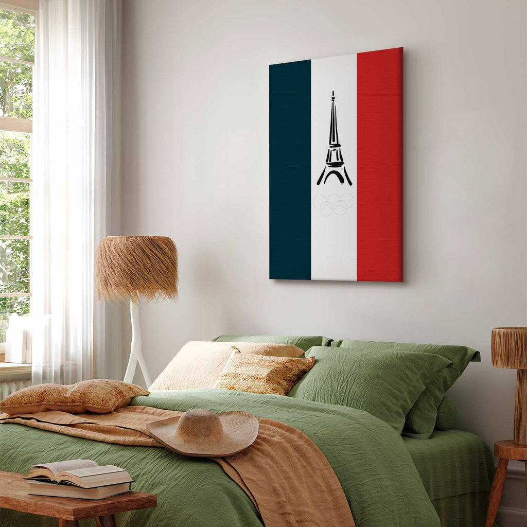 French Flag Eiffel Tower Graphic Canvas Print