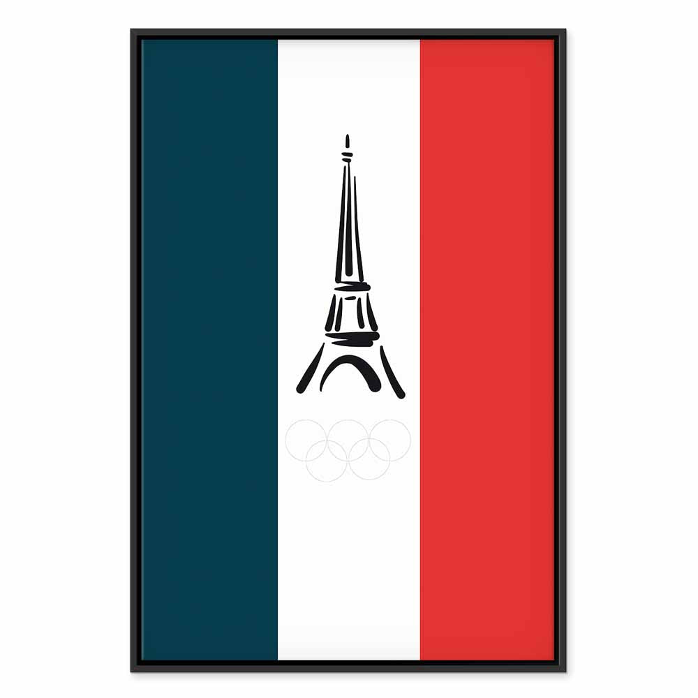French Flag Eiffel Tower Graphic Canvas Print