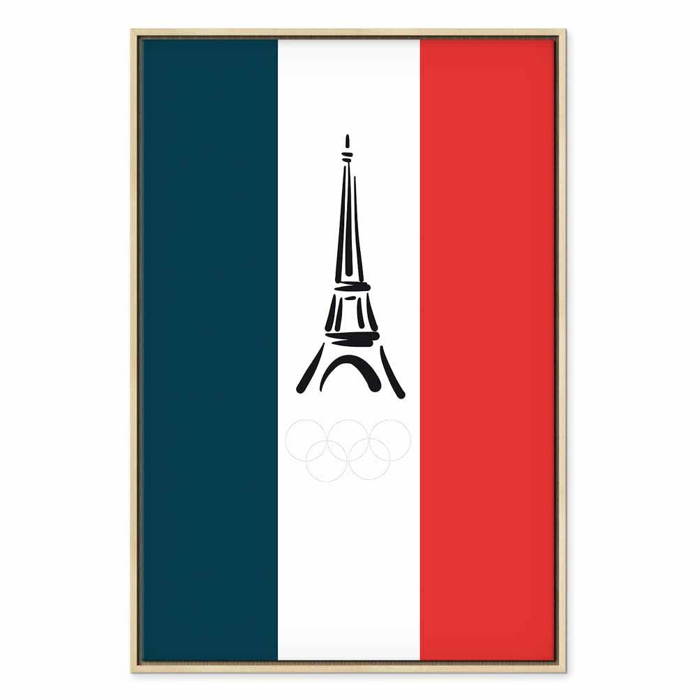 French Flag Eiffel Tower Graphic Canvas Print