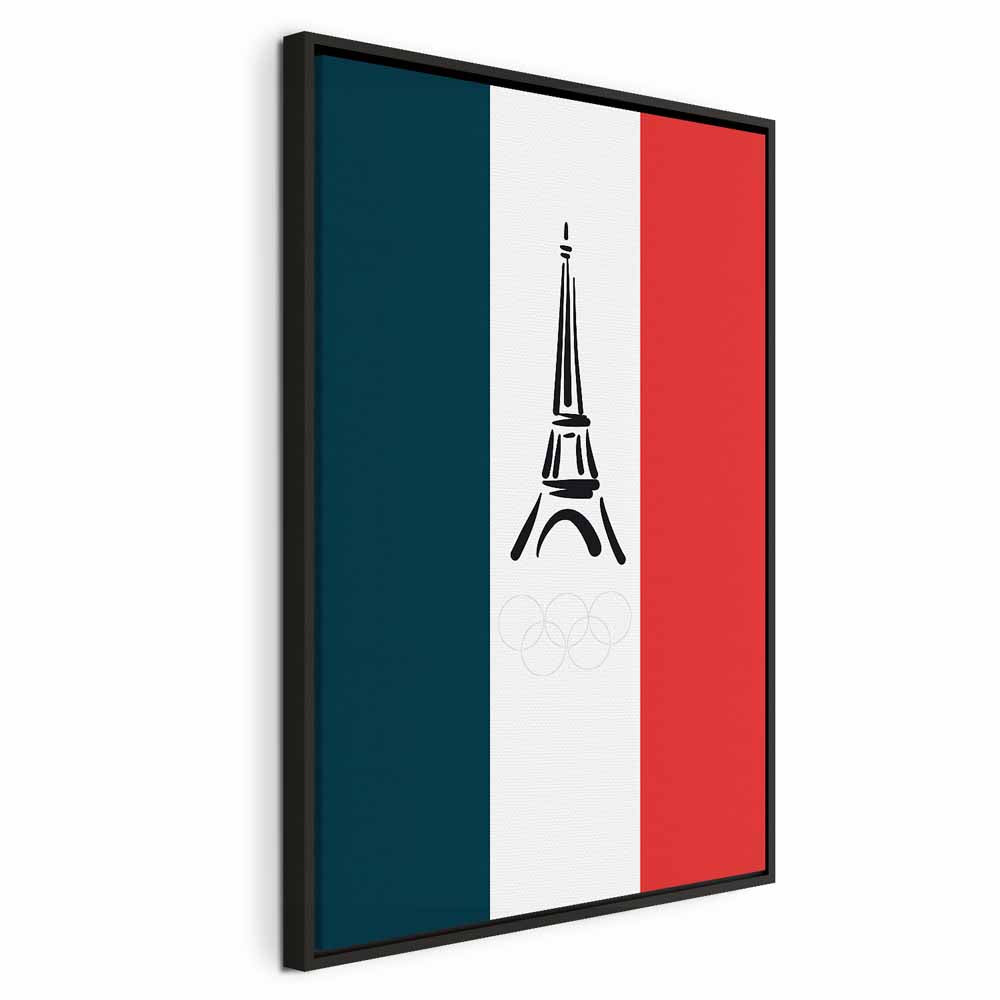 French Flag Eiffel Tower Graphic Canvas Print